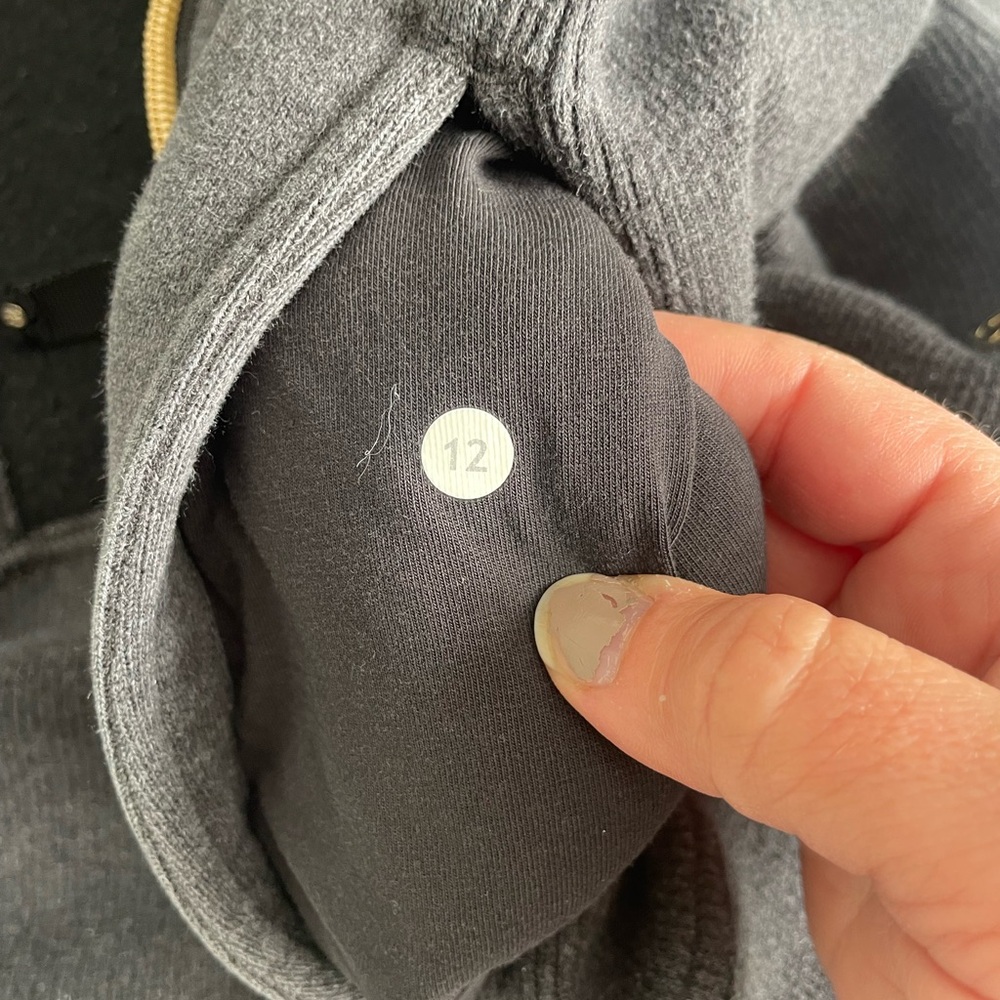 Lululemon "Radiant" Heathered Black Gold Accents Thick Funnel Neck Zip-Up Jacket - Picture 14 of 17
